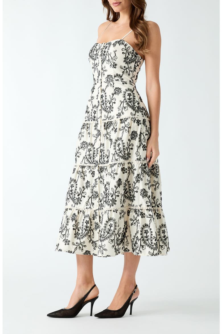 Evelyn Eyelet Embroidery Midi Dress, Alternate, color, WHITE MULTI