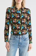 Alice + Olivia Willa Staceface Silk Button-Up Shirt