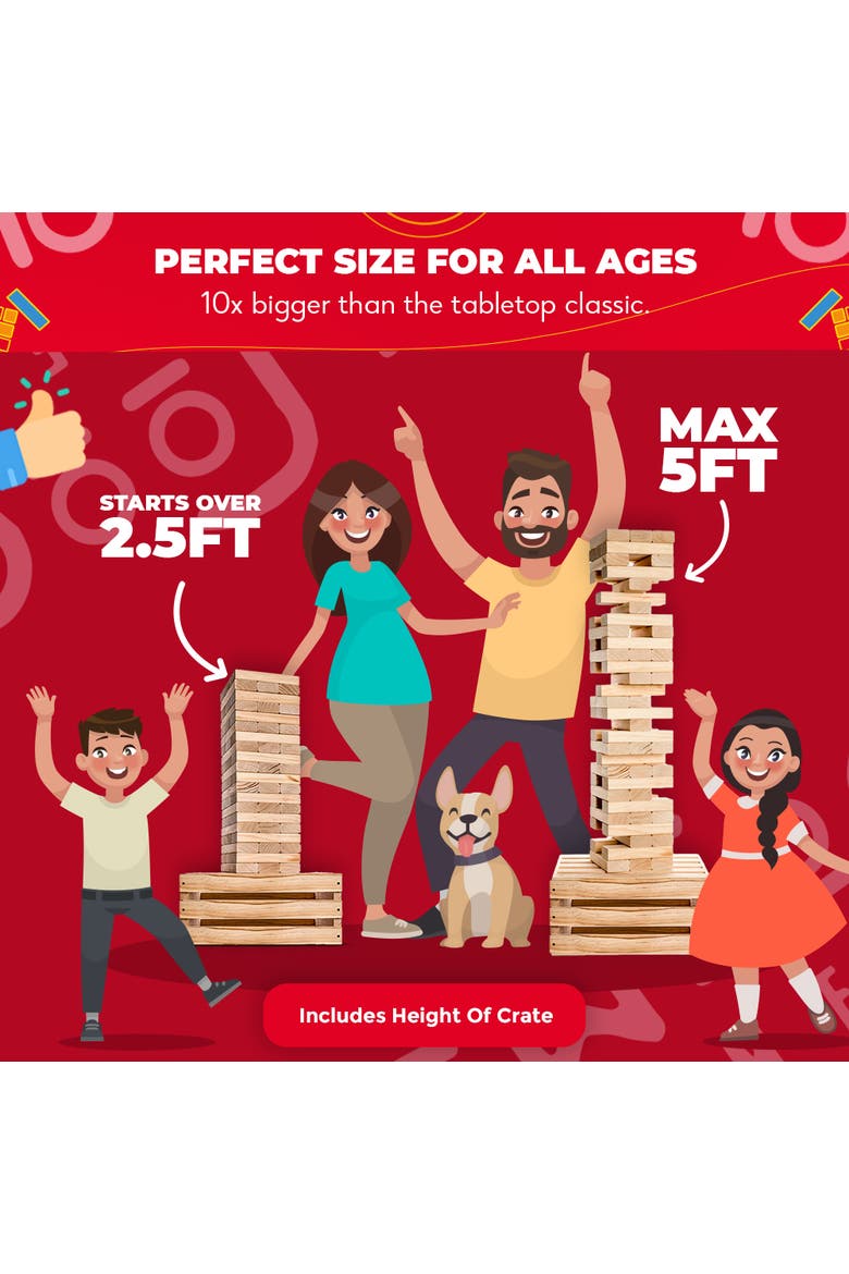 Premium Giant Tower Game with Storage Crate, Alternate, color, Beige