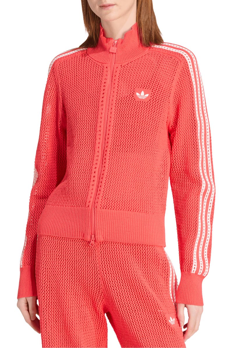 adidas Originals Open Knit Track Jacket, Main, color, Semi Lucid Red