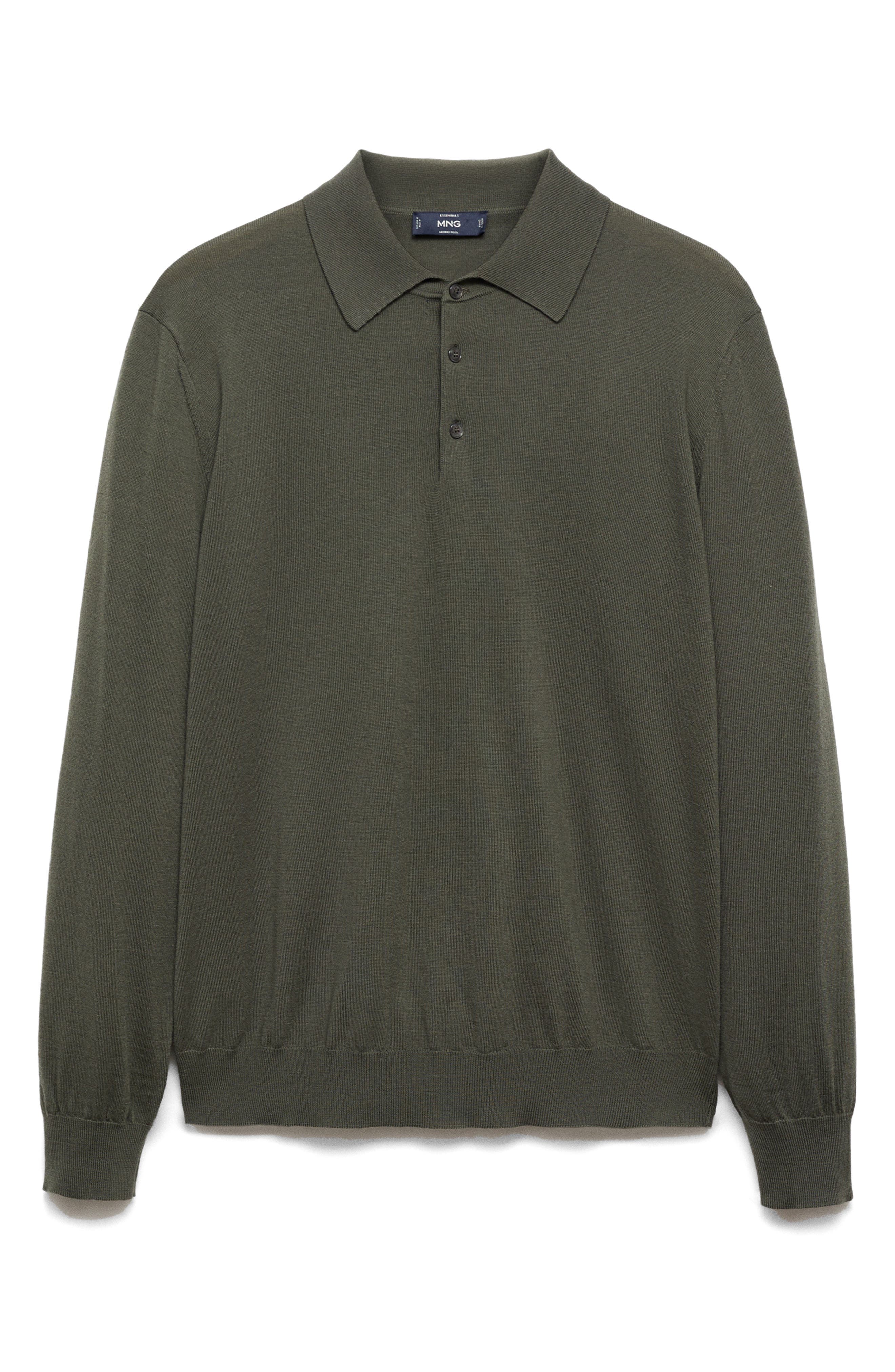 MANGO Merino Wool Polo Sweater