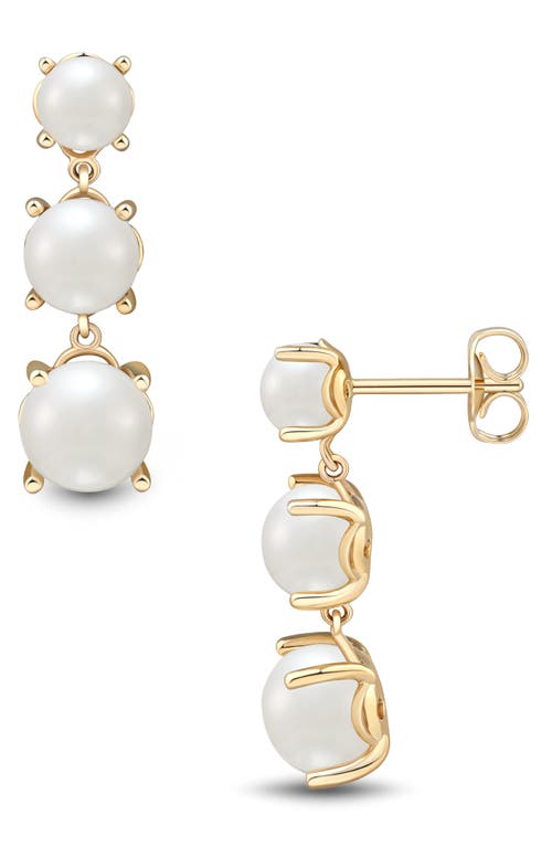 Frankie & Zoe Graduated Freshwater Pearl Drop Earrings In Yellow Gold/pearl