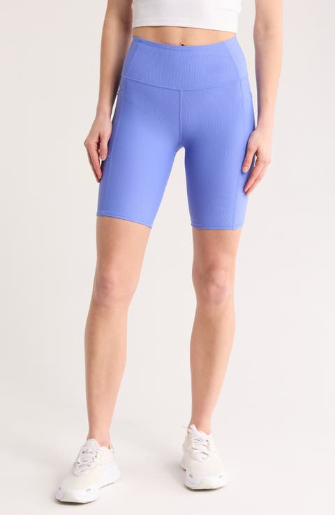 GOFLEX Ribbed High Waist Pocket Bike Shorts