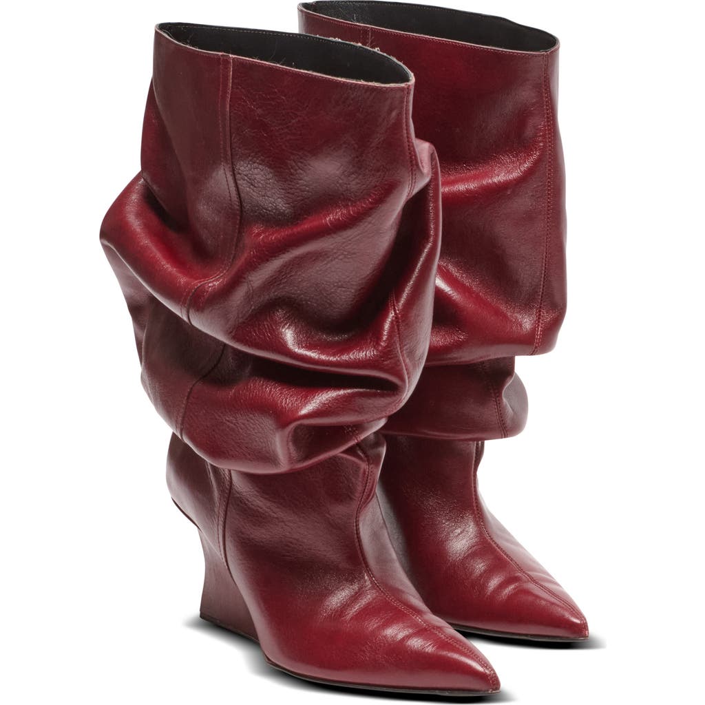 Balmain Wedge Ankle Boots In Burgundy