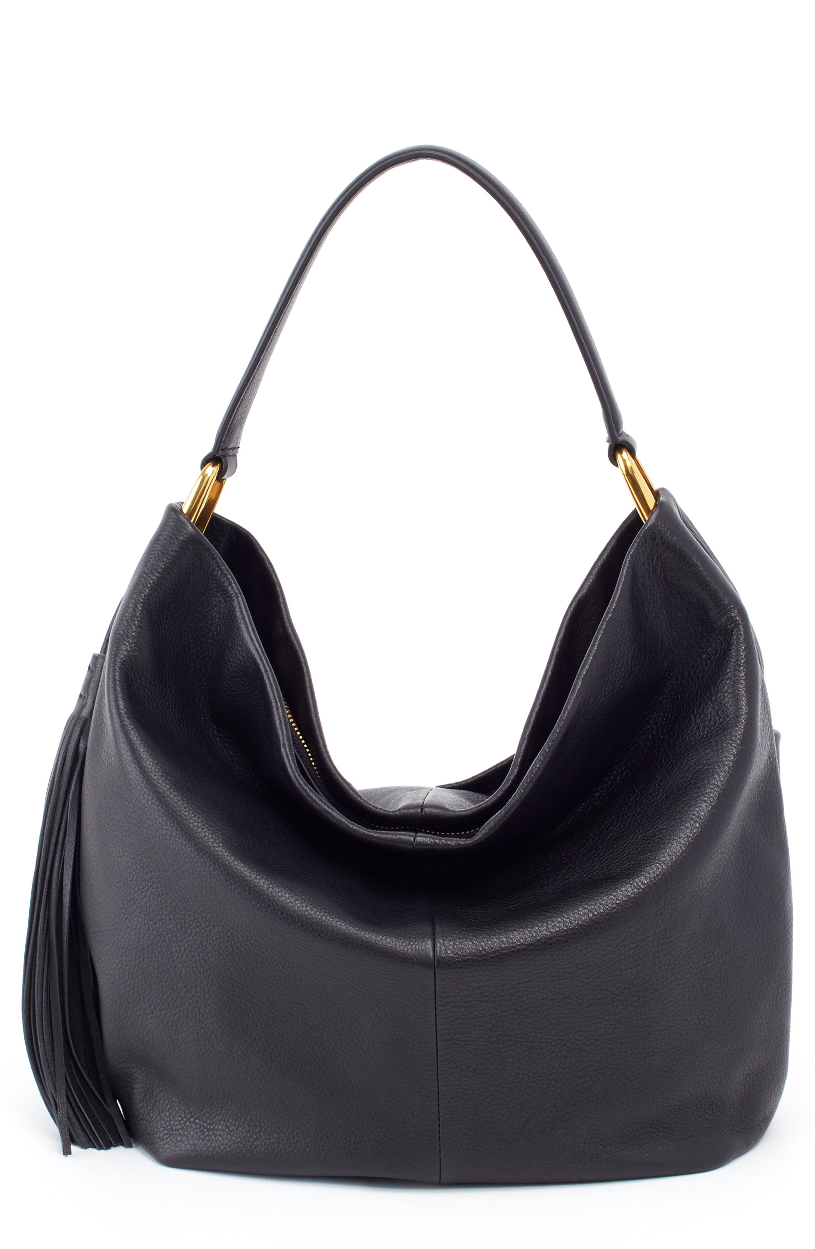 Meridian Leather Hobo, Main, color, BLACK