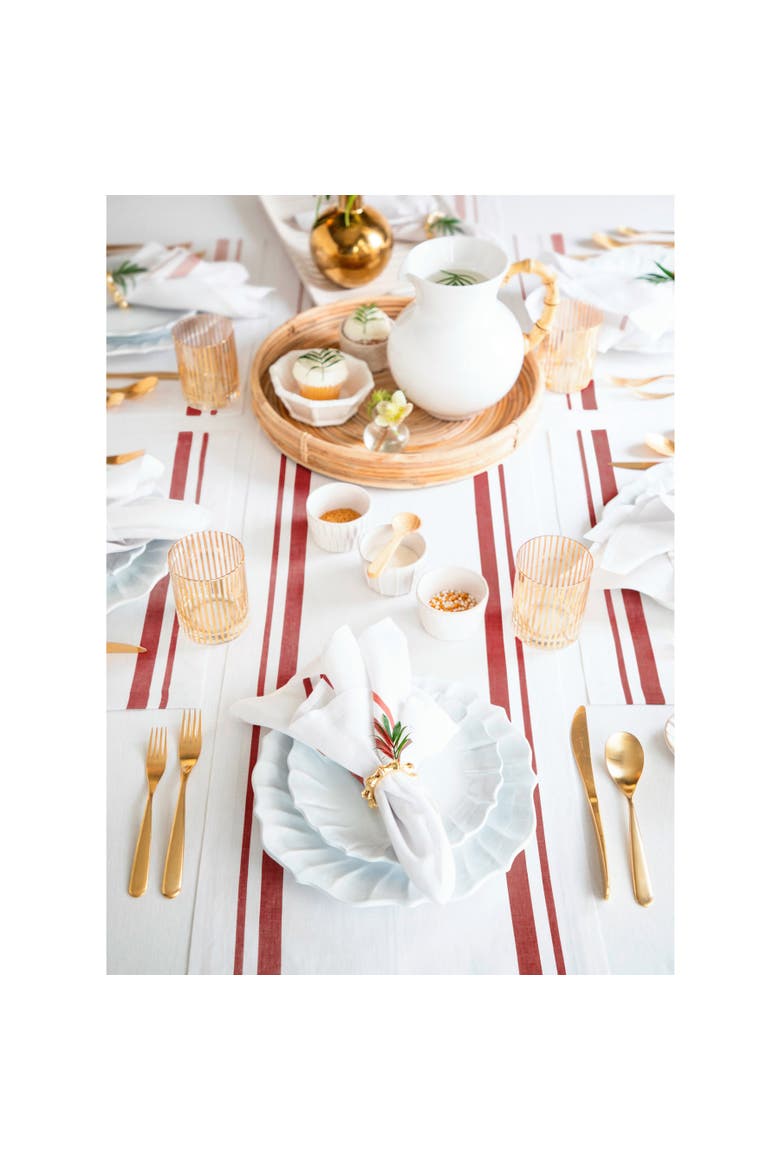 Linen Dinner Napkins Set of 4, 20 x 20" - French Stripe, Alternate, color, Red and White