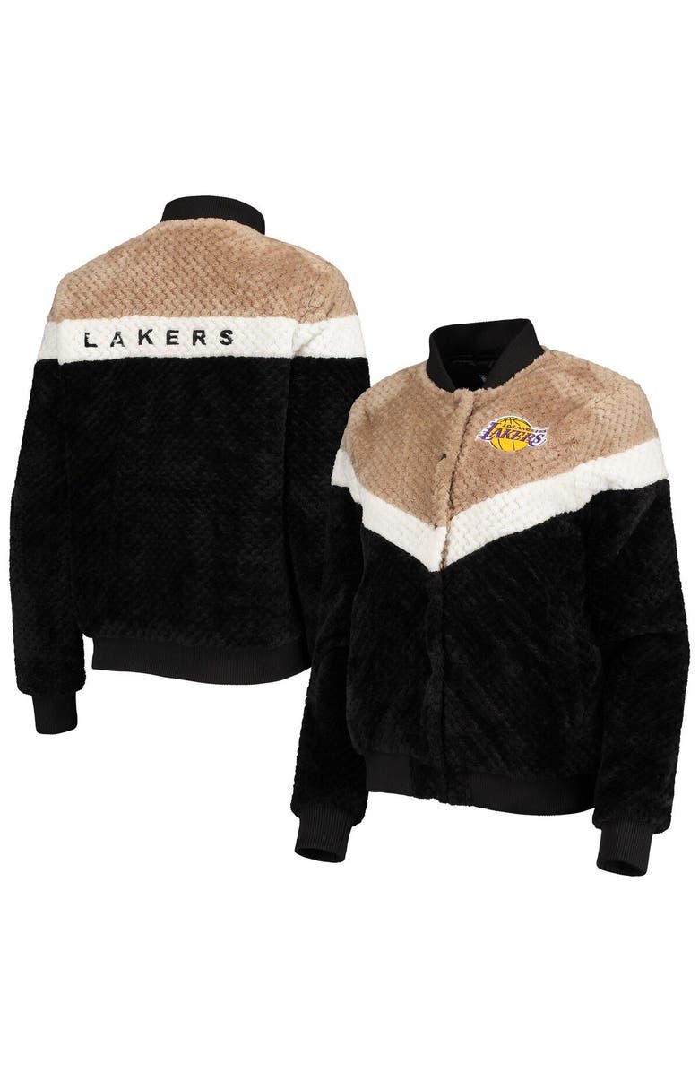 G-III 4HER BY CARL BANKS Women's G-III 4Her by Carl Banks Black/Tan Los Angeles Lakers Riot Squad Sherpa Full-Snap Jacket, Alternate, color,
