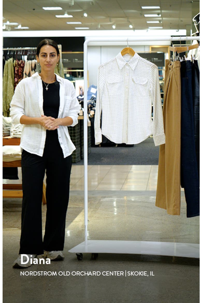 Slim Fit Signature Dot Print Silk Button-Up Blouse video