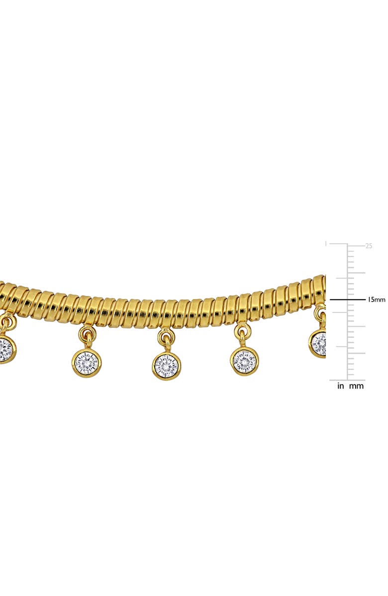 Julianna B. Cubic Zirconia Omega Station Drop Necklace, Alternate, color, Yellow-Plated