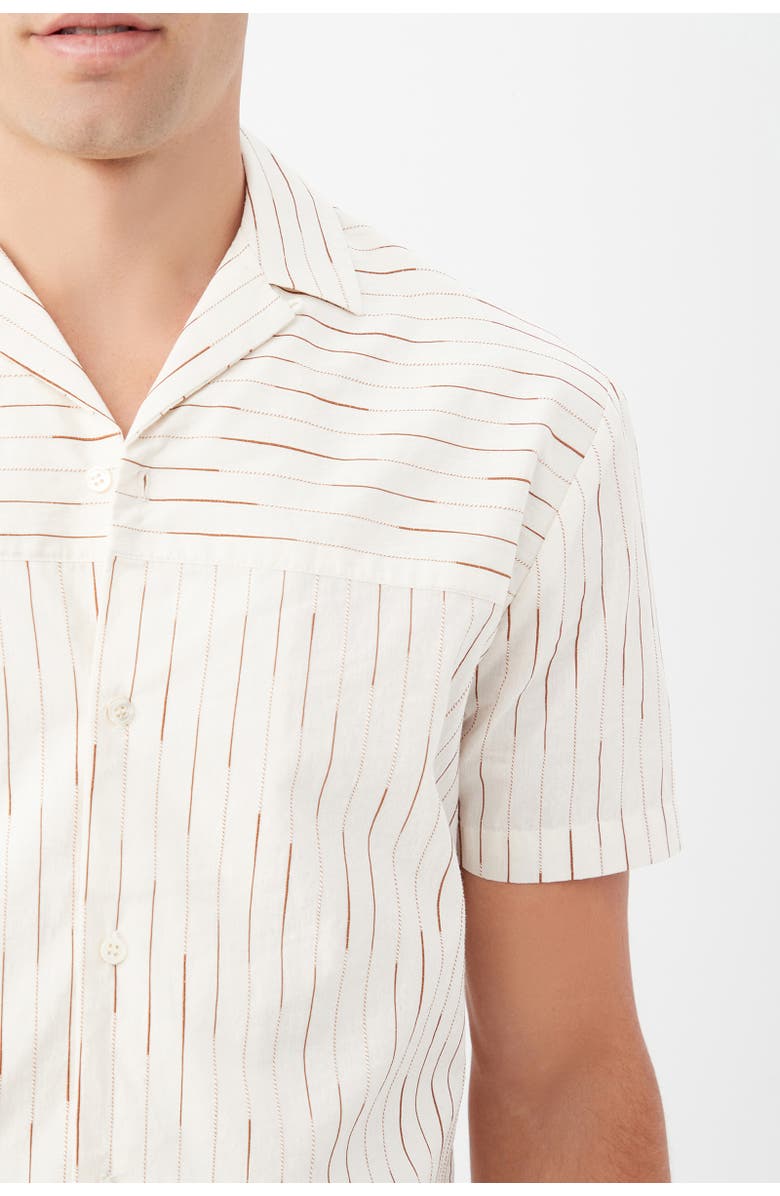 MR TURK Angelo Striped Short Sleeve Button-Up Shirt, Alternate, color, White/Camel
