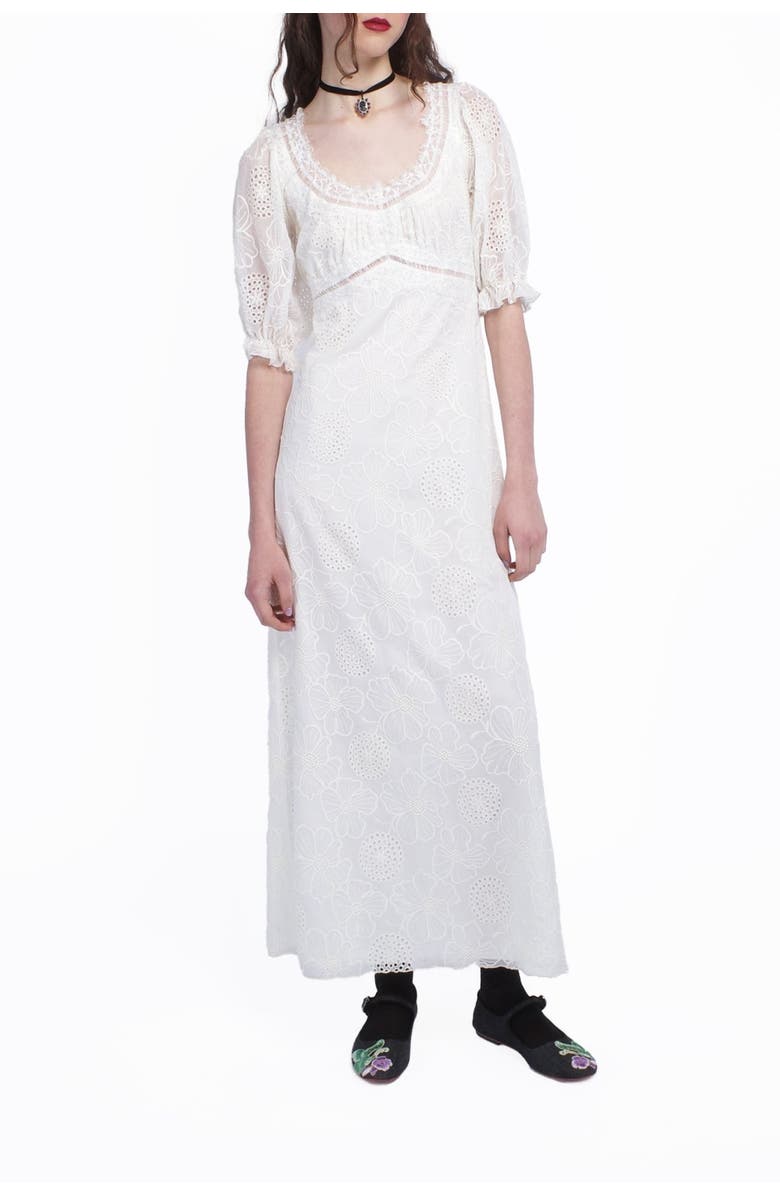 Anna Sui Poppy Embroidered Chiffon Dress, Alternate, color, 