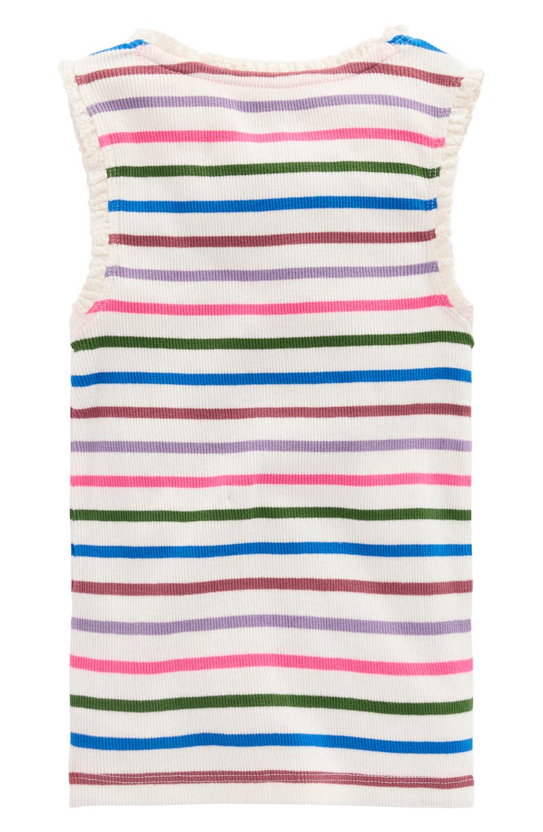 Mini Boden Kids' Stripe Lace Trim Ribbed Tank, Alternate, color, Multi Stripe