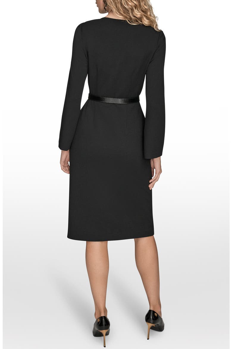 Asymmetric Collar Long Sleeve Dress, Alternate, color, BLACK CREAM