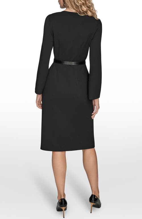 Donna Karan New York Asymmetric Collar Long Sleeve Dress In Multi