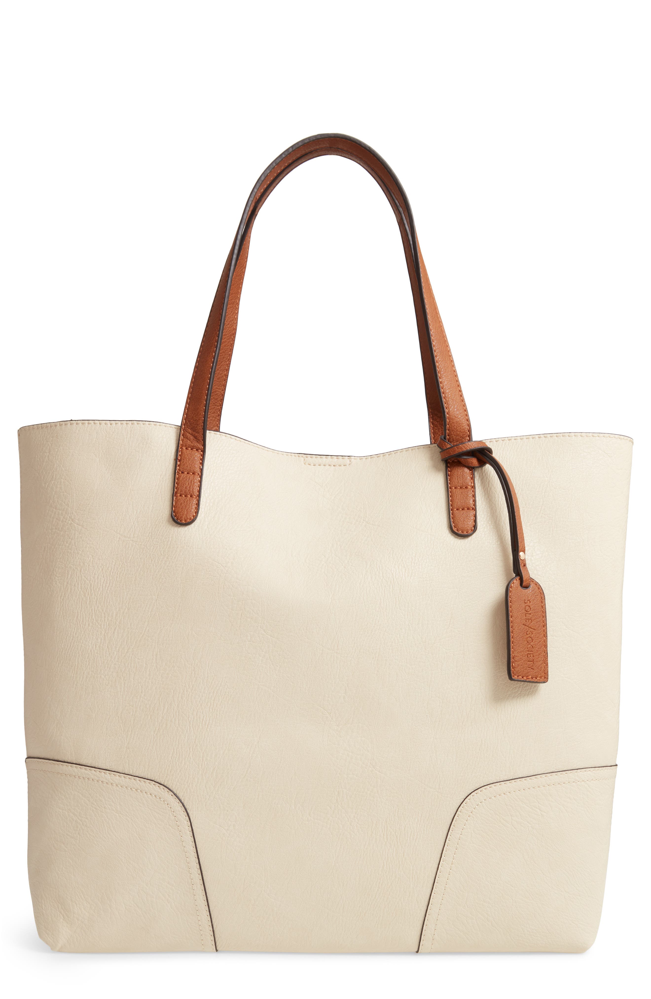 Sole Society Lilyn Faux Leather Tote, Main, color, 