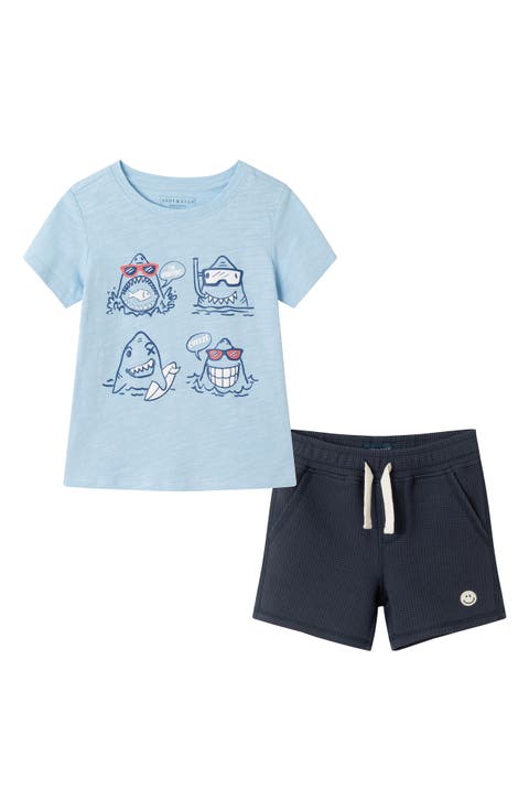 Kids' Shark Graphic T-Shirt & Shorts Set (Toddler, Little Kid, & Big Kid)