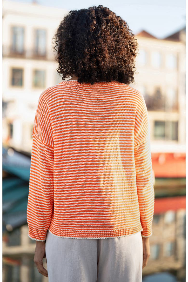 Knitted Stripe Relaxed Jumper, Alternate, color, Orange