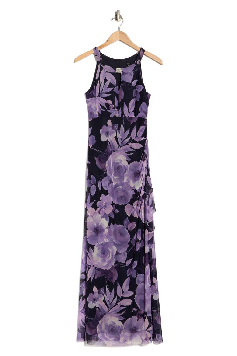 Mesh Maxi Dress, Alternate, color, NAVY/ LAVENDER