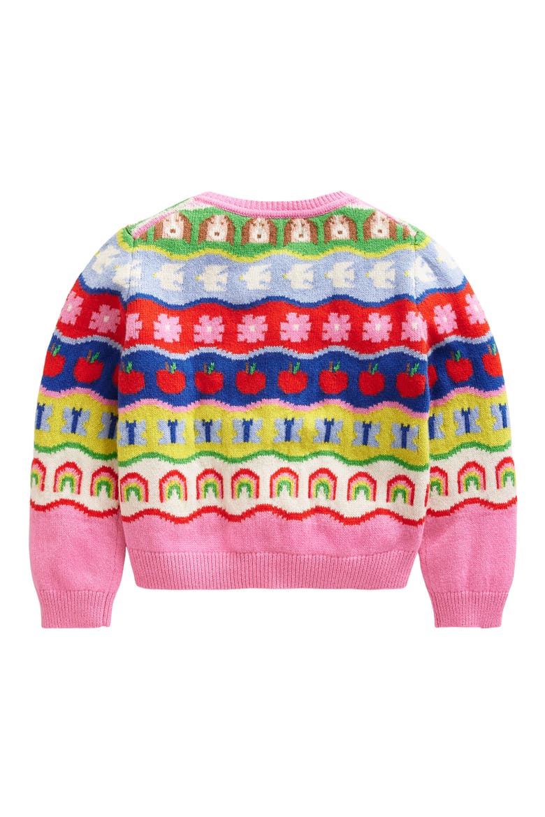 Kids' Edie Fair Isle Cotton & Wool Blend Cardigan, Alternate, color, MULTI RAINBOW