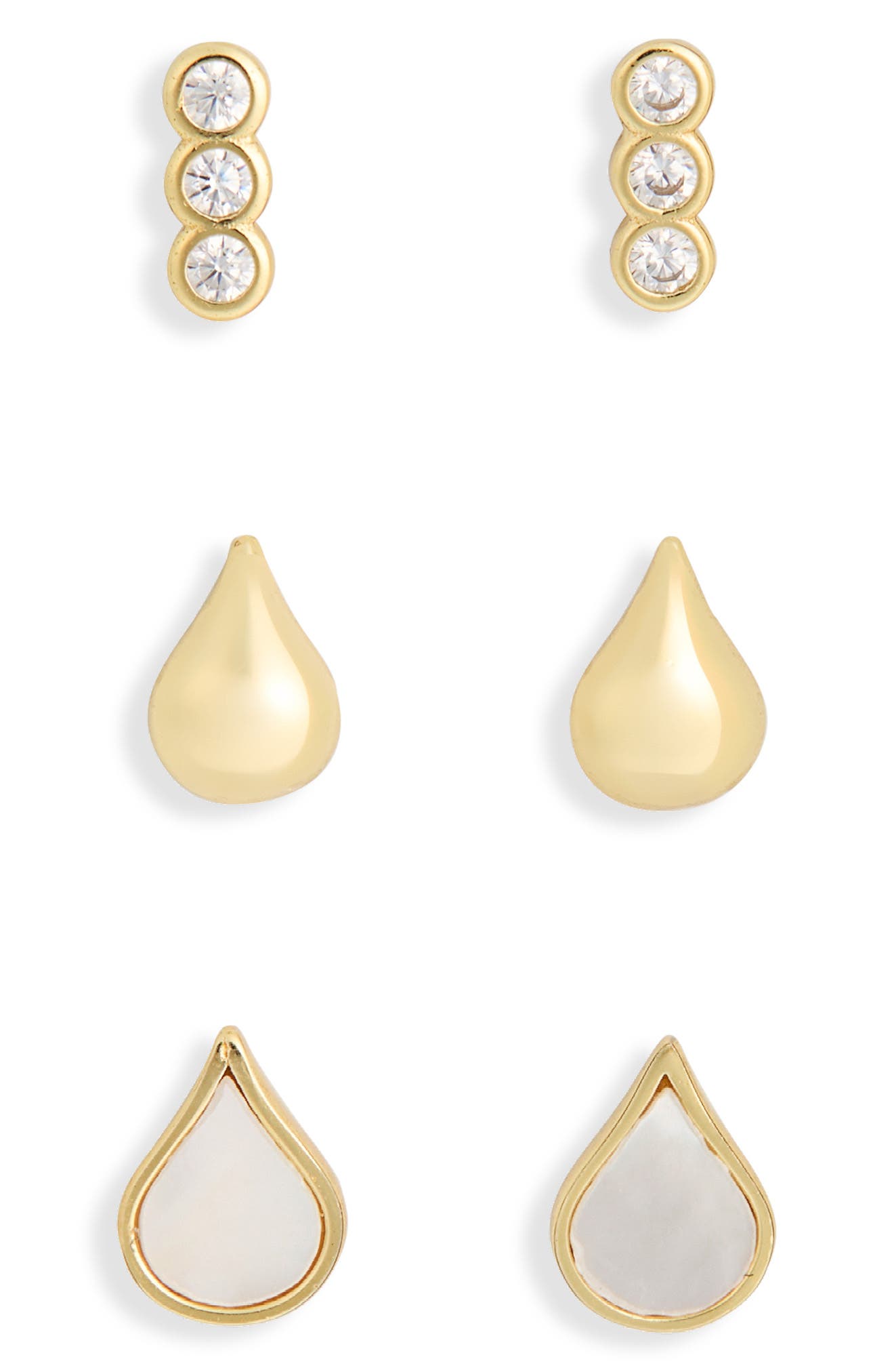 Argento Vivo Sterling Silver Set of 3 Teardrop Stud Earrings