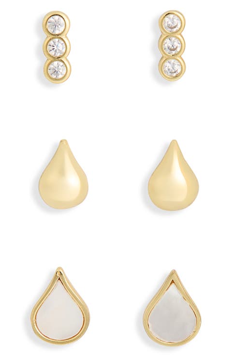 Set of 3 Teardrop Stud Earrings