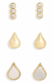 Argento Vivo Sterling Silver Set of 3 Teardrop Stud Earrings