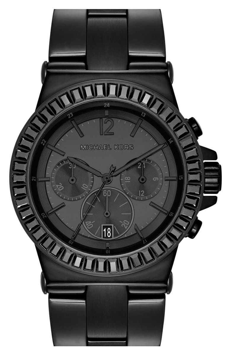 MICHAEL Michael Kors Michael Kors 'Dylan' Crystal Bezel Chronograph Watch, 43mm, Main, color,