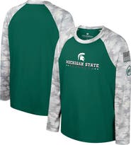 COLOSSEUM Youth Colosseum Green/Camo Michigan State Spartans OHT Military Appreciation Dark Star Raglan Long Sleeve T-Shirt