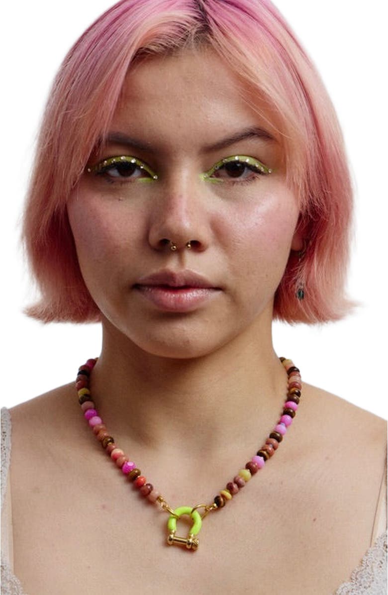 SHOP SPICY DAN Chikin Mixed Gemstone Gold Plated Necklace, Alternate, color, Mixed Gemstone