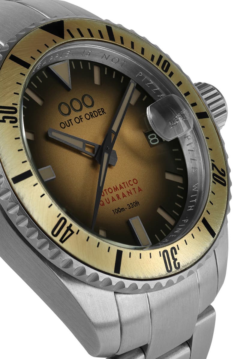 OUT OF ORDER Automatico Quaranta Bracelet Watch, 40mm, Alternate, color, Sand