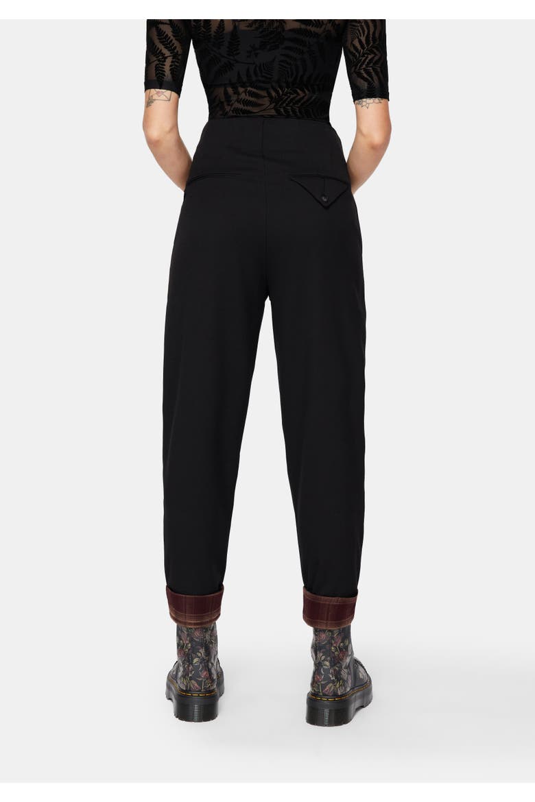 Loura Tapered Leg Check Turn Up Trouser, Alternate, color, Black