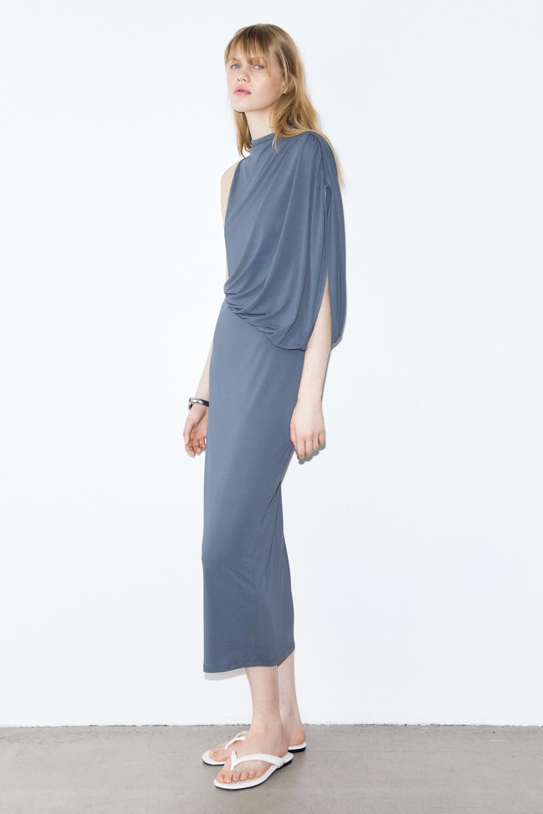 Draped Maxi Dress, Alternate, color, Dark gray