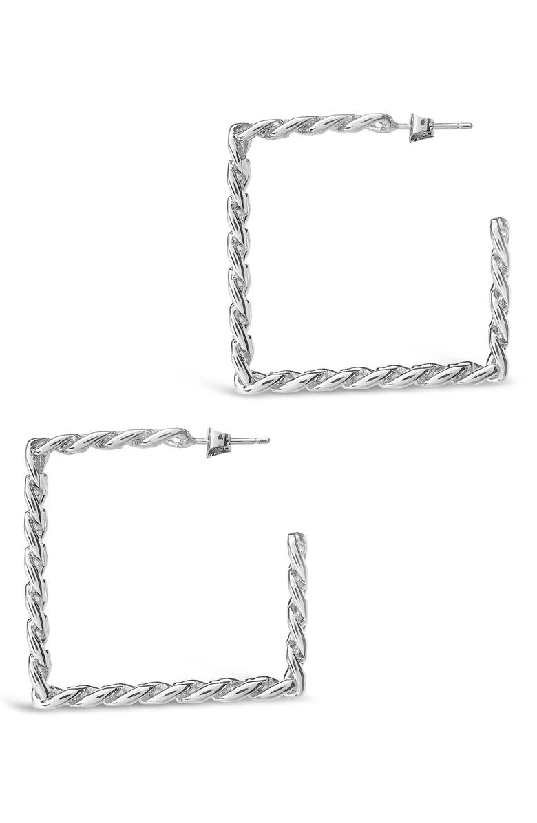 Sterling Forever Square Chain Link Hoop Earrings, Alternate, color, Silver