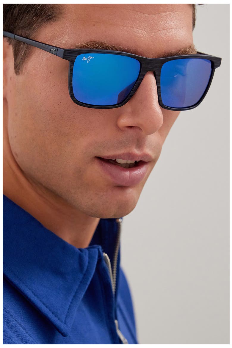 One Way 55mm PolarizedPlus2® Rectangular Sunglasses, Alternate, color, DARK NAVY STRIPE