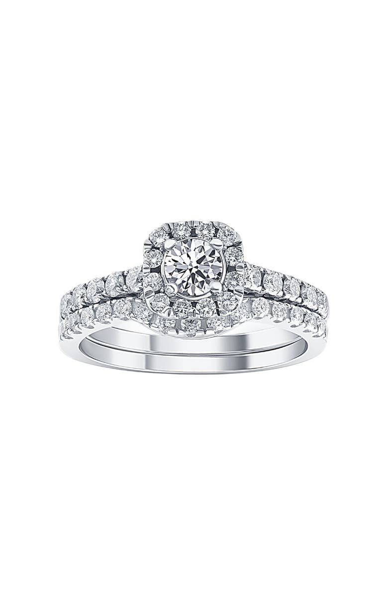 Bliss Diamond 3/4Ct Cushion Halo Diamond Engagement Wedding Ring Set Gold Lab Grown, Main, color, 