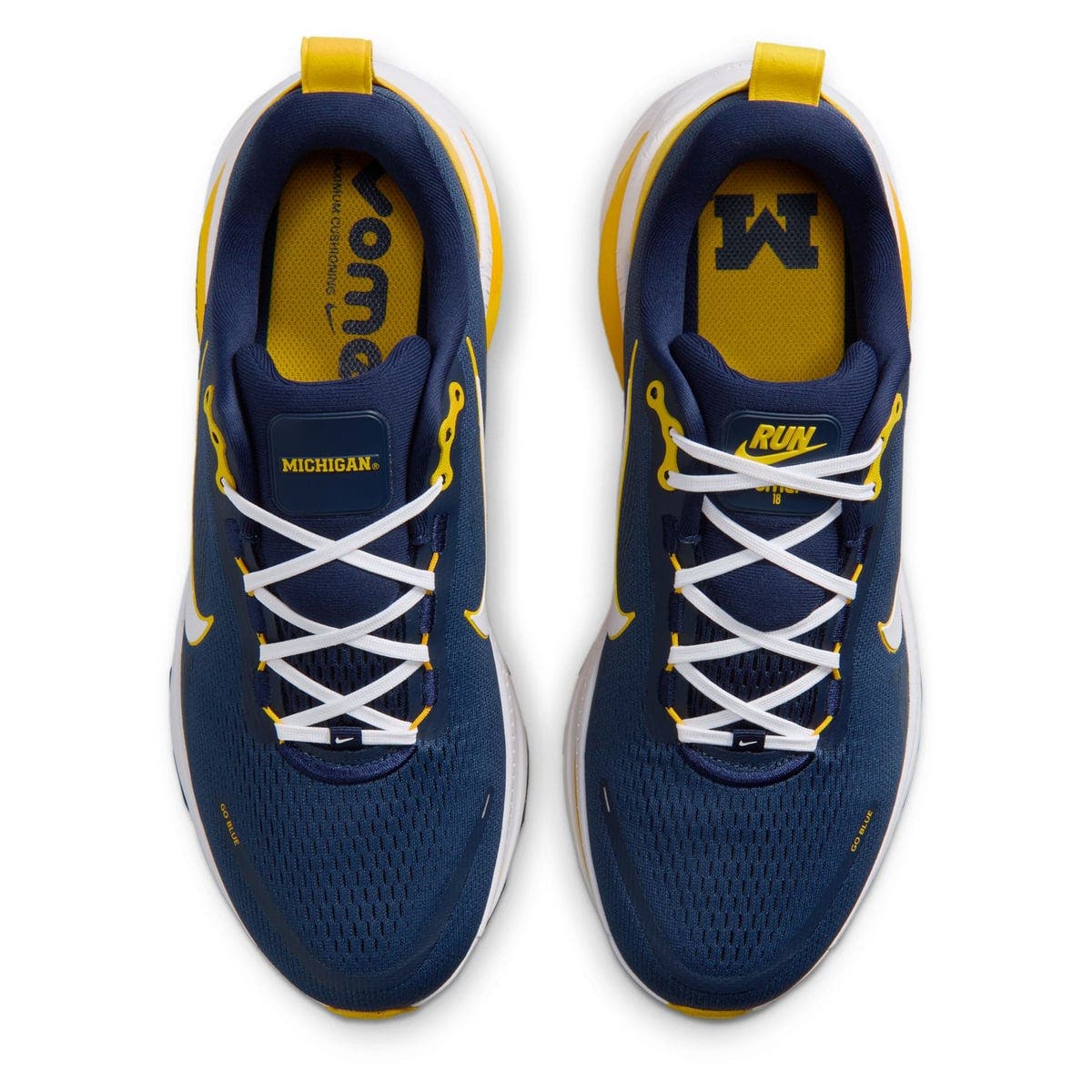 Men's Nike Michigan Wolverines Vomero 18 Running Shoes, Alternate, color, Navy