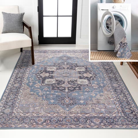 Maris Ornate Medallion Machine-Washable Area Rug
