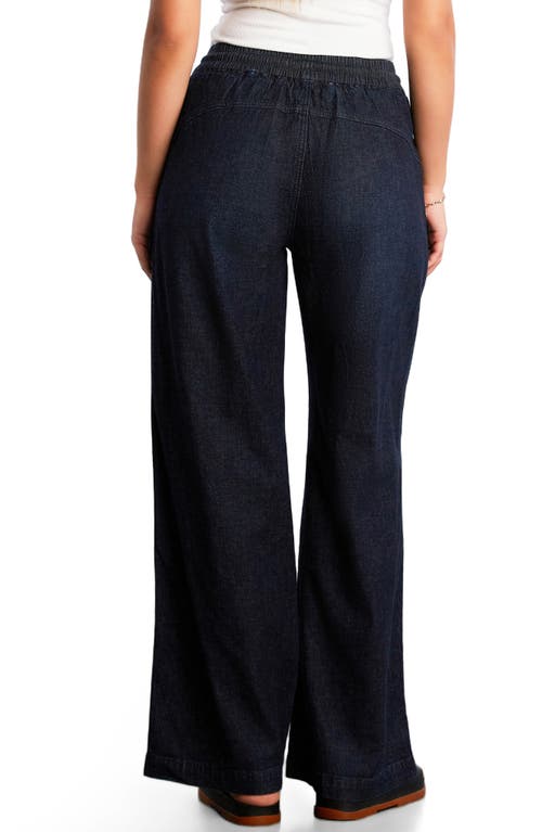 Wash Lab Denim Drawstring Waist Wide Leg Jeans In Blue