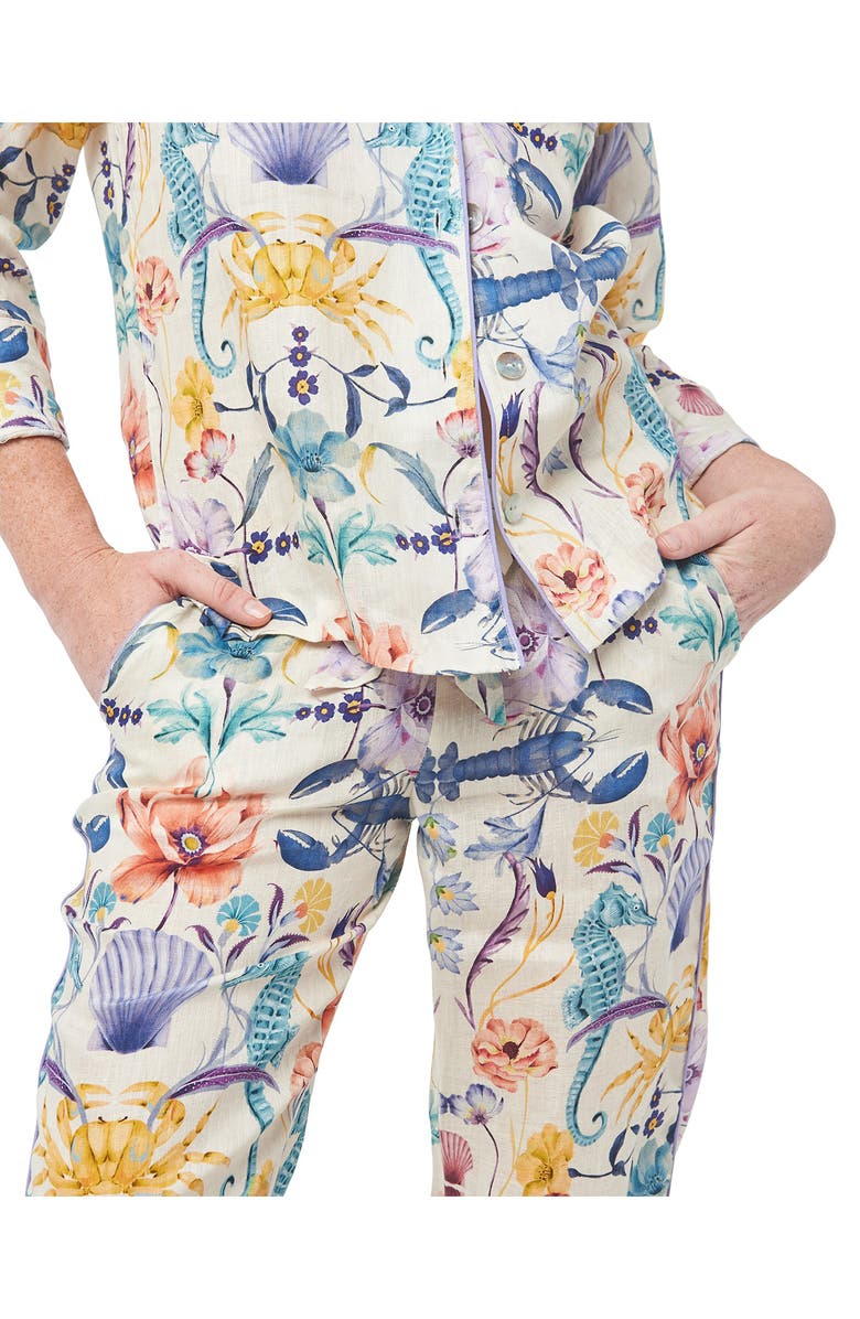 The Lazy Poet Nina Seahorses Linen Pajamas, Alternate, color,