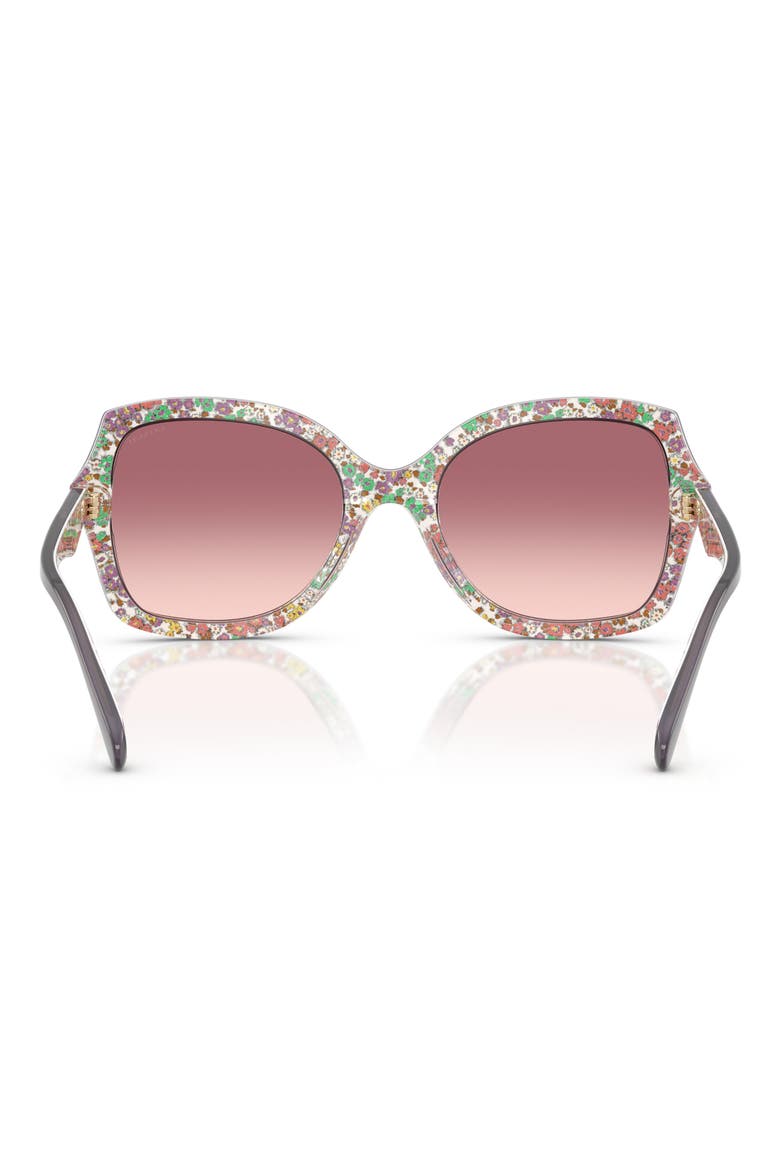 56mm Gradient Butterfly Sunglasses, Alternate, color, VIOLET / FLORAL / PURPLE PINK