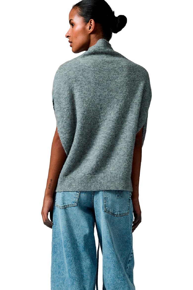 Frodie Mock Neck Draped Vest, Alternate, color, Grey Melange