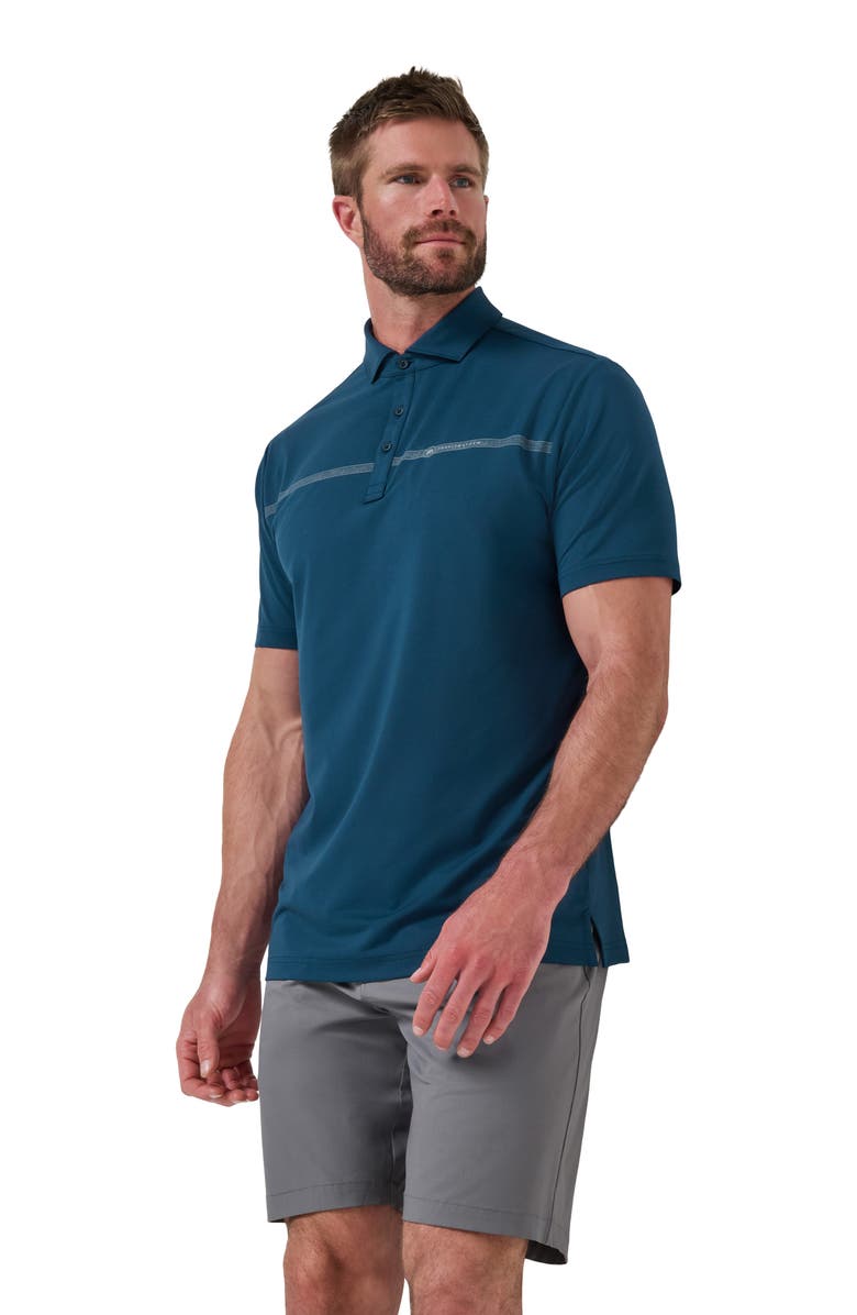 TravisMathew Heater Pro Chest Stripe Polo, Alternate, color, Titan