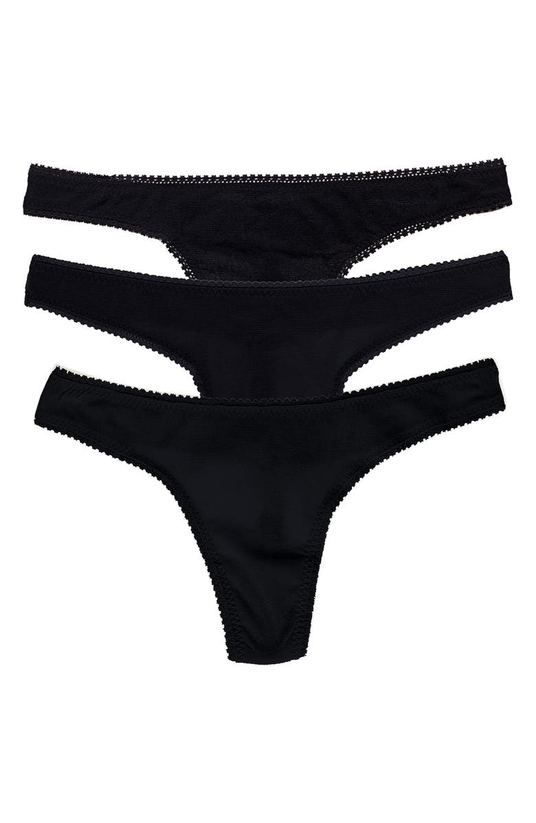 On Gossamer 3-Pack Mesh Thongs, Main, color, Black