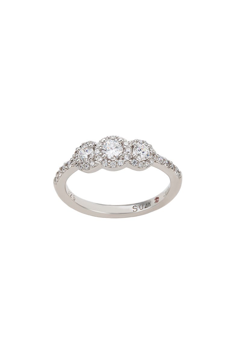 Sterling Silver White Cubic Zirconia Halo Ring, Alternate, color, WHITE