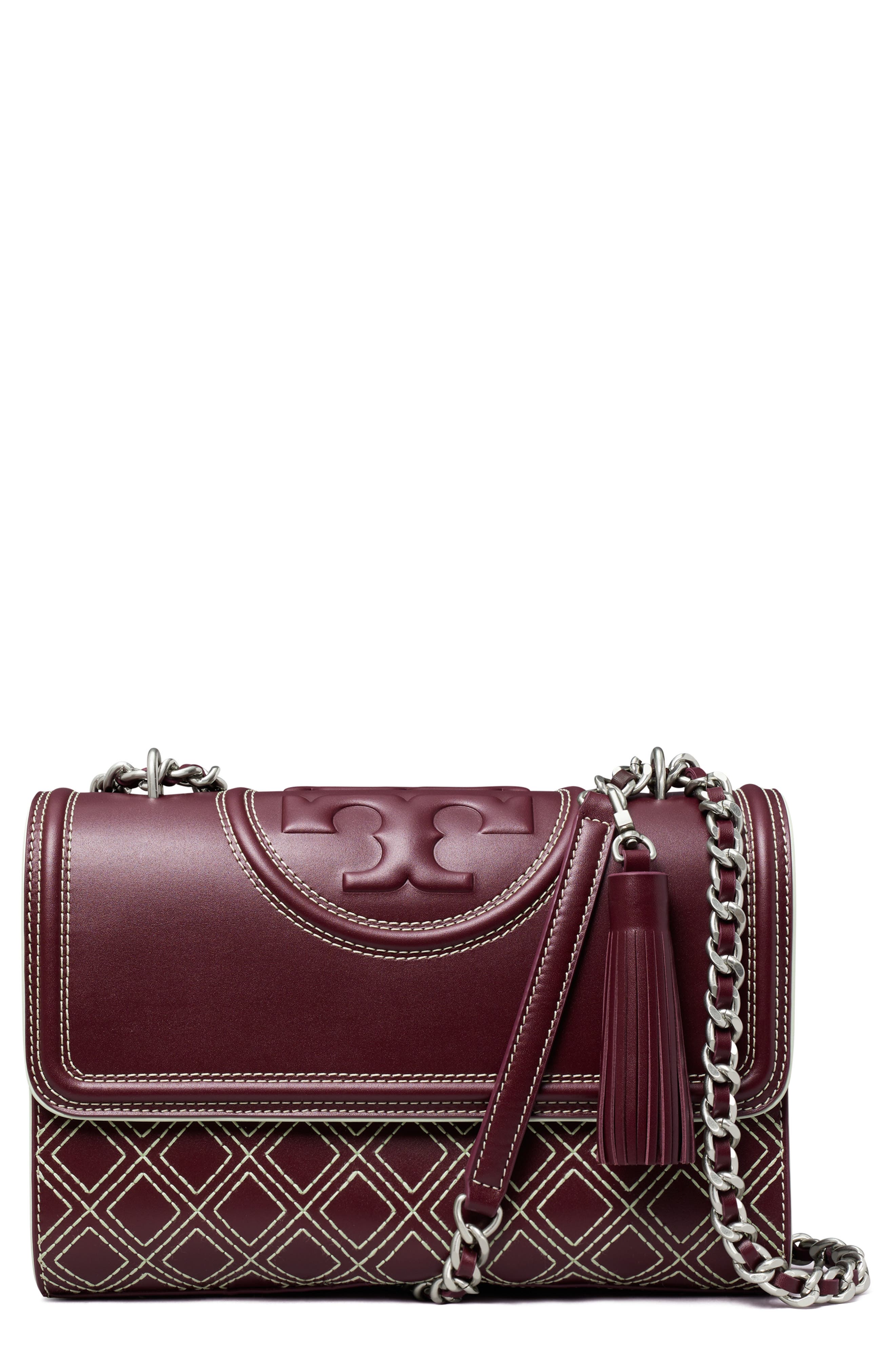 Tory Burch Fleming Popstitch Leather Convertible Shoulder Bag, Main, color, 