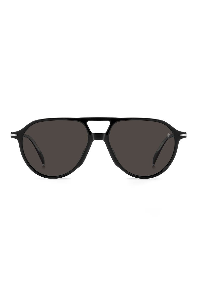 DB 1218/S 56mm Polarized Pilot Sunglasses, Main, color, BLACK/ GREY PZ