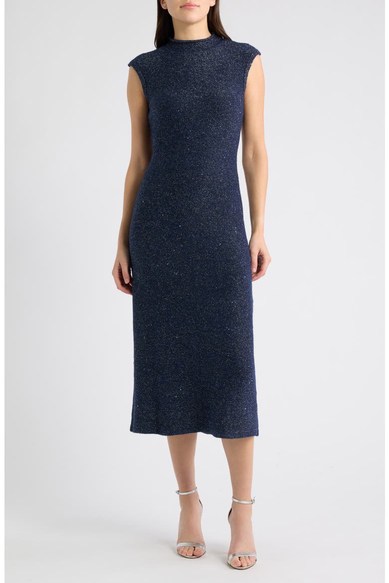 Cap Sleeve Body-Con Sweater Dress, Main, color, NAVY