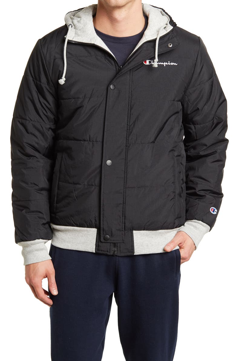 Champion Reversible Powerblend Puffer Hooded Jacket, Main, color, 