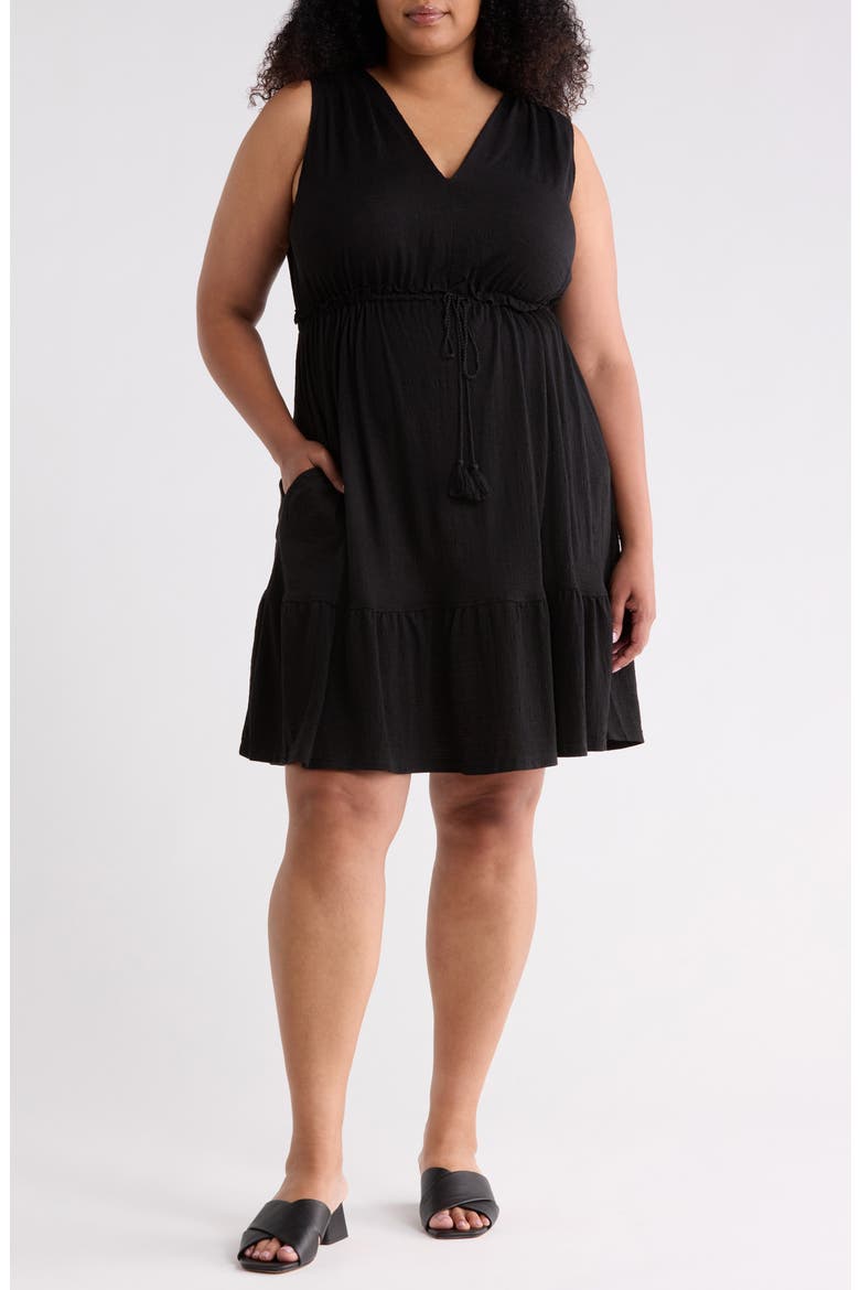 Sleeveless Tiered Dress, Main, color, BLACK