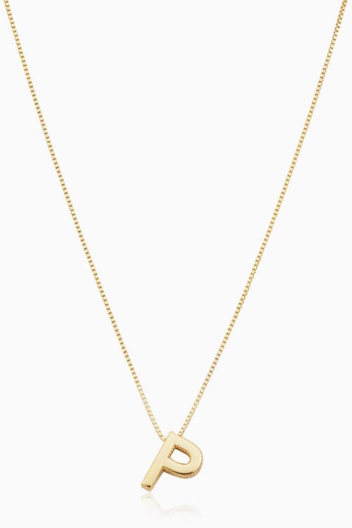 Oradina 14K Gold Love Letter Initial Necklace in Letter P 